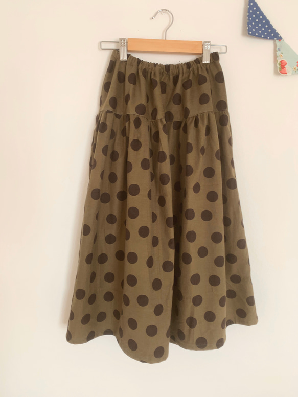 ＊random dots♪コーデュロイマキシティアードスカート(brown black)＊ 2枚目の画像