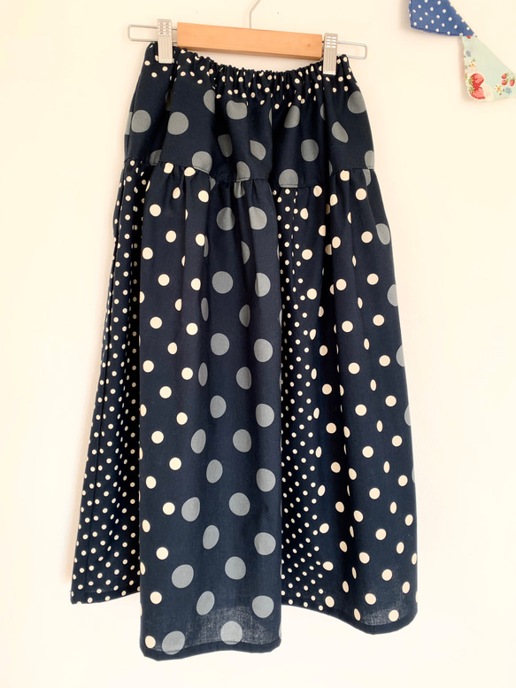 ＊dot & stripes♪ロングティアードスカート(navy)＊ 2枚目の画像