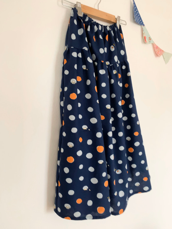 ＊mole dot♪綿麻ロングティアードスカート(navy)＊ 1枚目の画像