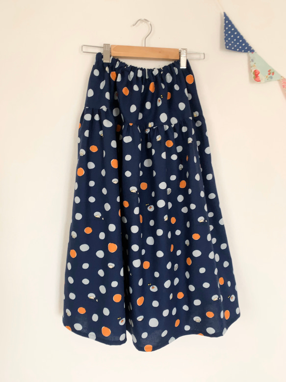 ＊mole dot♪綿麻ロングティアードスカート(navy)＊ 2枚目の画像