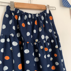 ＊mole dot♪綿麻ロングティアードスカート(navy)＊ 6枚目の画像