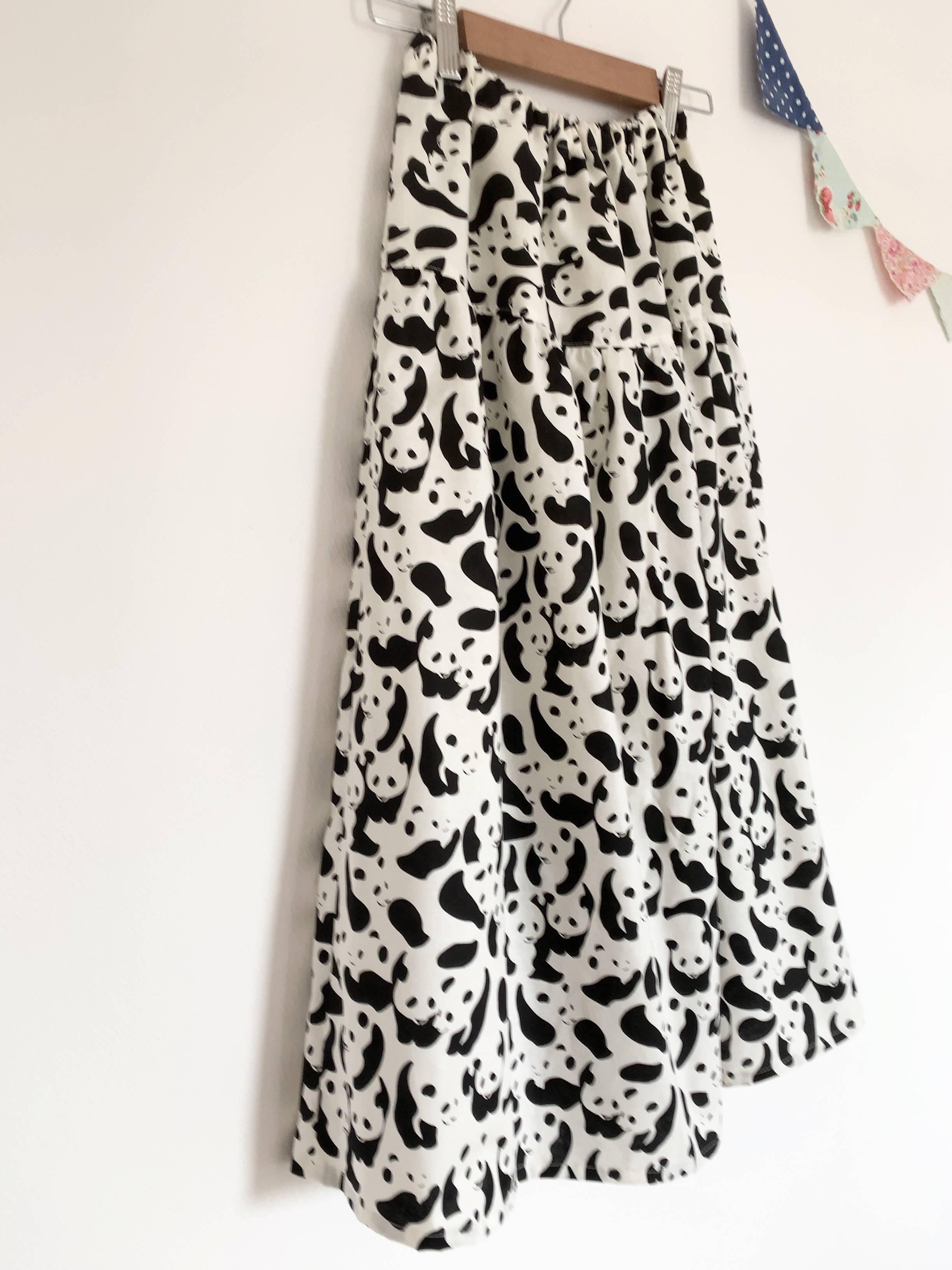 ＊モノクロパンダ♪ロングティアードスカート(black)＊