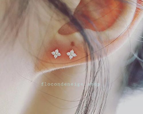 DIAMOND DOUBLE MOON PIERCED EARRINGS(2JP0846)K10 ピアス