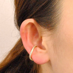 再次上架❅莫代爾造型一耳氧化鋯變形曲線耳夾 第2張的照片