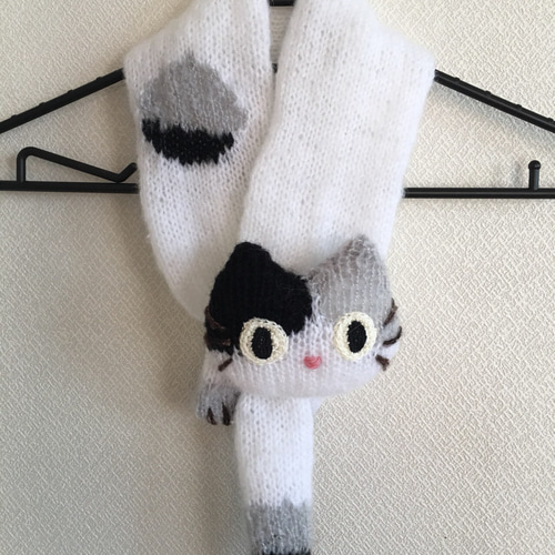 はる、ザックリ手編みのふわふわマフラー、わんちゃん猫ちゃん用