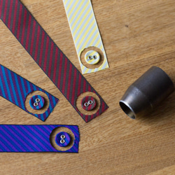 10mmの２つ穴くるみボタン・ストライプ織リボン (8ケセット・全18色) 4枚目の画像