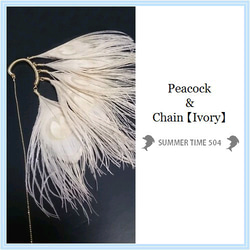 【Peacock & Chain】イヤーカフ【Ivory/Gold】 1枚目の画像
