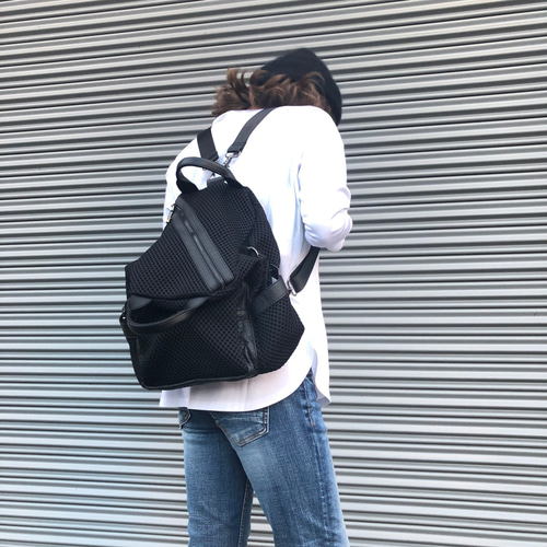 メッシュ風3wayレザーリュックサック（羊革/日本製）｜革製品