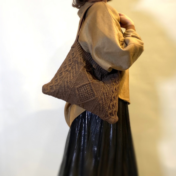 【SALE】2way ニットbag ブラウン 6枚目の画像