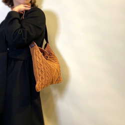 【SALE】2way ニットbag キャメル 3枚目の画像