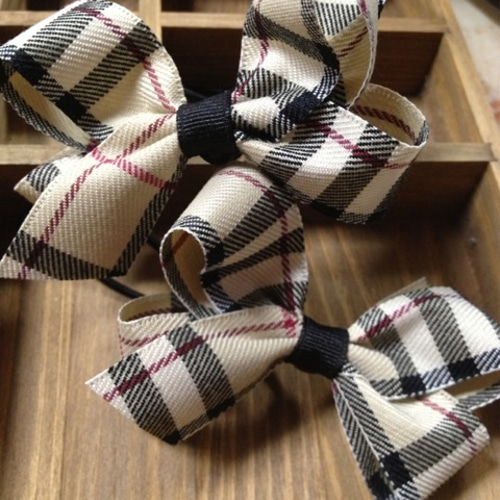 バーバリー風チェックのヘアゴム 子供服 ayamami 通販 230225