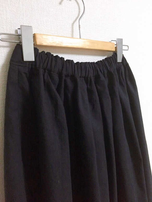 cottonリネンのマキシスカート 【ブラック】 2枚目の画像