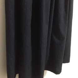 【ゆったりサイズ】cottonリネンのロングスカート ブラック 3枚目の画像