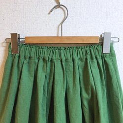 着丈&ウエストサイズが選べるcottonリネンのスカート 【受注製作】グリーン 若草色 2枚目の画像