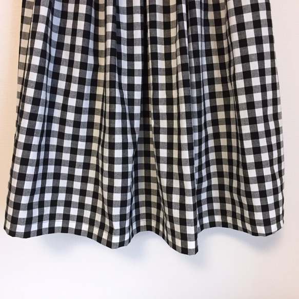 着丈&ウエストサイズが選べる ギンガムチェックのスカート② ブラック 3枚目の画像