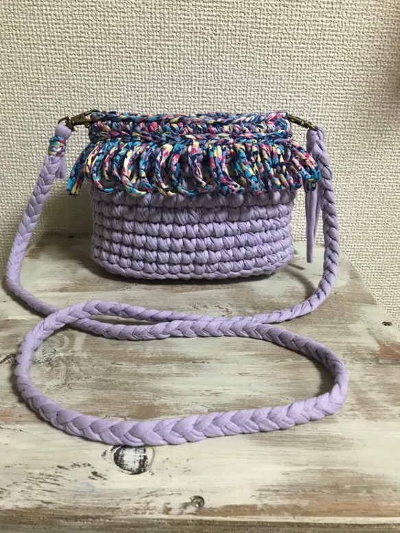 Tシャツヤーン/monopop/ズパゲッティ/ショルダーバッグ/ポーチ  