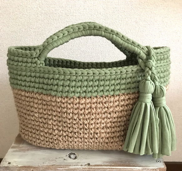 ズパゲッティ Tシャツヤーン タッセル バック （ロシアヤーン ダブル  