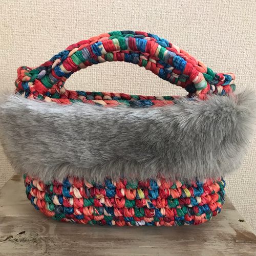 SALE/秋冬バッグ/ファーバッグ/パーティバッグ/ズパゲッティ トート 