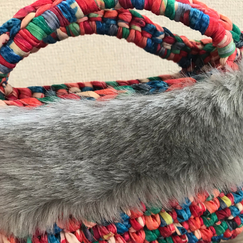 SALE/秋冬バッグ/ファーバッグ/パーティバッグ/ズパゲッティ トート  