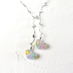Sherbet Heart Lariet SV Mix Glass Beads Gradient Glasswork 可愛銀粉紅 第1張的照片