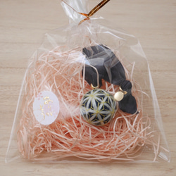 新作★メッセージ付き小毬リボンゴム〜茜染麻柄〜 3枚目の画像