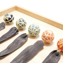 新作★メッセージ付き小毬リボンゴム〜茜染麻柄〜 4枚目の画像