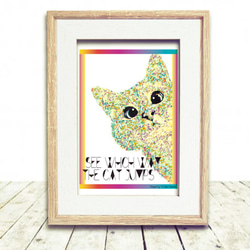 寄り目ネコ インテリアアート インテリア雑貨 ポストカード イラスト