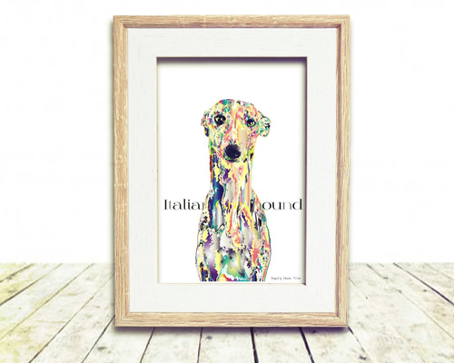 イタリアングレーハウンド クレヨン画 肖像画 犬 イタグレ 手描き インテリア 店舗良い イタリアングレーハウンド クレヨン画 肖像画 犬