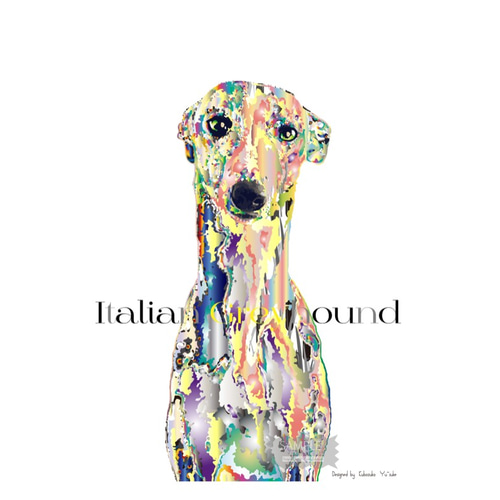 イタリアングレーハウンド クレヨン画 肖像画 犬 イタグレ 手描き インテリア イタリアングレーハウンド クレヨン画 肖像画 犬 イタグレ