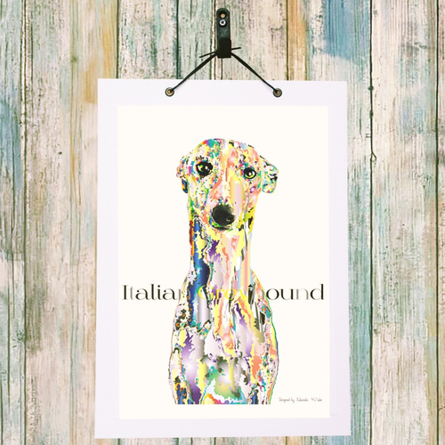 イタリアングレーハウンド クレヨン画 肖像画 犬 イタグレ 手描き インテリア イタリアングレーハウンド クレヨン画 肖像画 犬 イタグレ