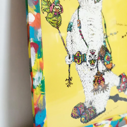 鳥猫　１点物　A4サイズ手塗りオリジナルフレーム入りイラスト　インテリア雑貨　イラスト 5枚目の画像