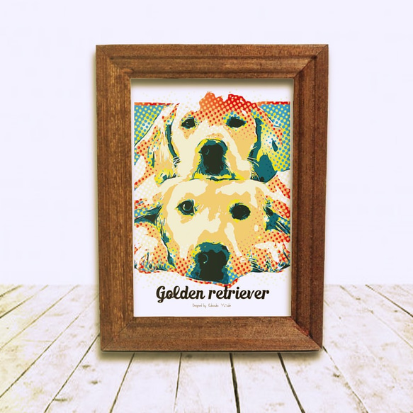 ゴールデン・レトリバー　インテリアアート　インテリア雑貨　ポストカード　犬　イラスト 2枚目の画像