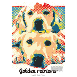 ゴールデン・レトリバー　インテリアアート　インテリア雑貨　ポストカード　犬　イラスト 4枚目の画像
