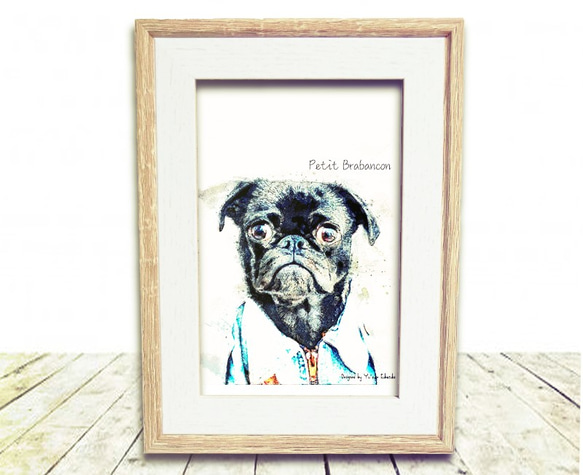 プチ・ブラバンソン　インテリアアート　インテリア雑貨　ポストカード　犬　イラスト 1枚目の画像