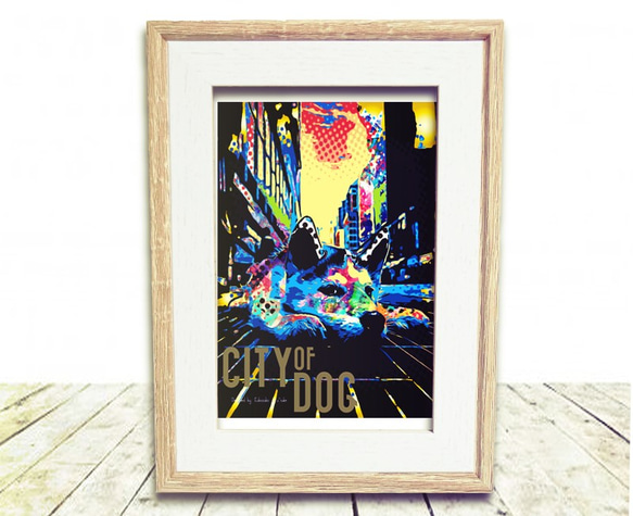 CITY of DOG　インテリアアート　インテリア雑貨　ポストカード　犬　イラスト 1枚目の画像