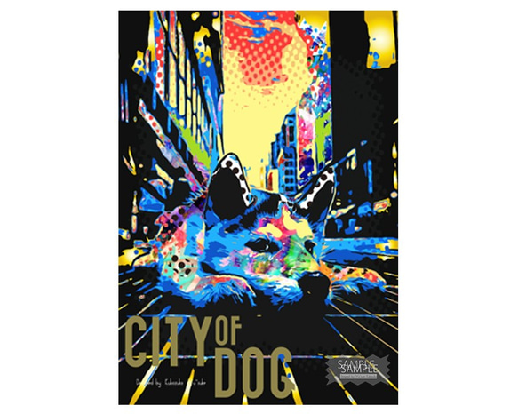 CITY of DOG　インテリアアート　インテリア雑貨　ポストカード　犬　イラスト 4枚目の画像