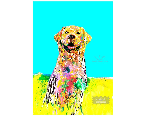ラブラドール・レトリバー　　犬　イラストインテリア　アート　インテリア雑貨　ポストカード　 4枚目の画像