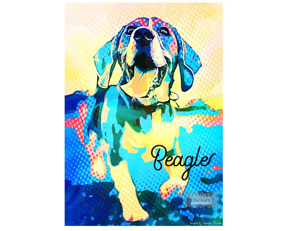 ビーグル　犬　イラストインテリア　アート　インテリア雑貨　ポストカード　 4枚目の画像