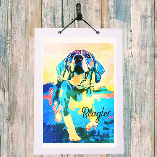 油絵　専用 花冠のかわいいビーグル犬 油絵 専用 花冠のかわいいビーグル犬