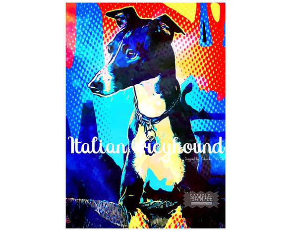 イタリアングレーハウンド　犬　イラストインテリア　アート　インテリア雑貨　ポストカード　 4枚目の画像