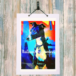 イタリアングレーハウンド　犬　イラストインテリア　アート　インテリア雑貨　ポストカード　 5枚目の画像