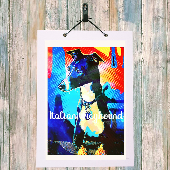 イタリアングレーハウンド　犬　イラストインテリア　アート　インテリア雑貨　ポストカード　 5枚目の画像