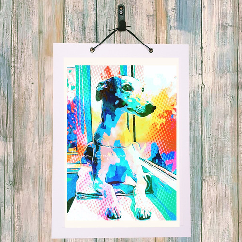 イタリア製 絵画 額縁 輸入雑貨 複製画 ドマン インテリア 犬
