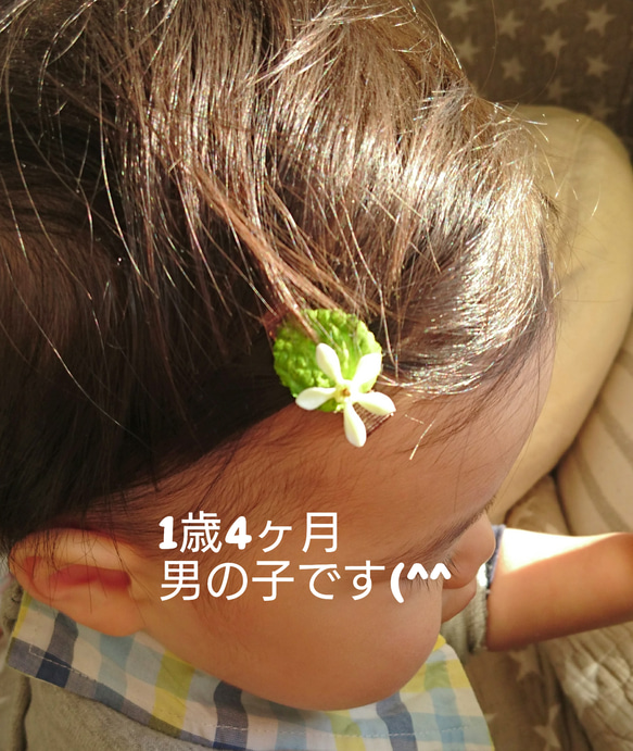 葉と花 ベビーヘアクリップ ヘアピンシンプル 4枚目の画像