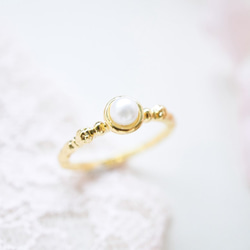 パール・ゴールドリング ~ blossom pearl ring ~ 2枚目の画像