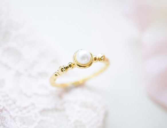 パール・ゴールドリング ~ blossom pearl ring ~ 2枚目の画像