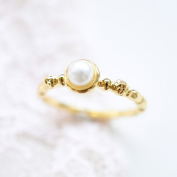 パール・ゴールドリング ~ blossom pearl ring ~ 4枚目の画像