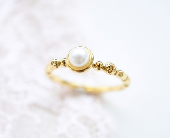 パール・ゴールドリング ~ blossom pearl ring ~ 4枚目の画像