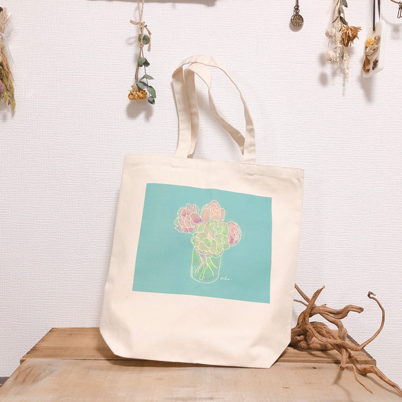 ochaiイラストトートバッグMミントグリーン トートバッグ ochai