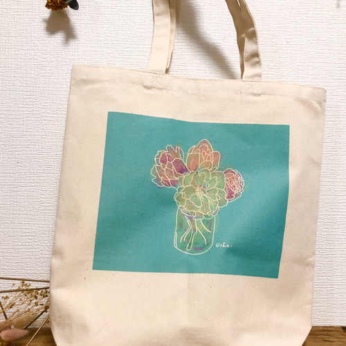 ochaiイラストトートバッグMミントグリーン トートバッグ ochai